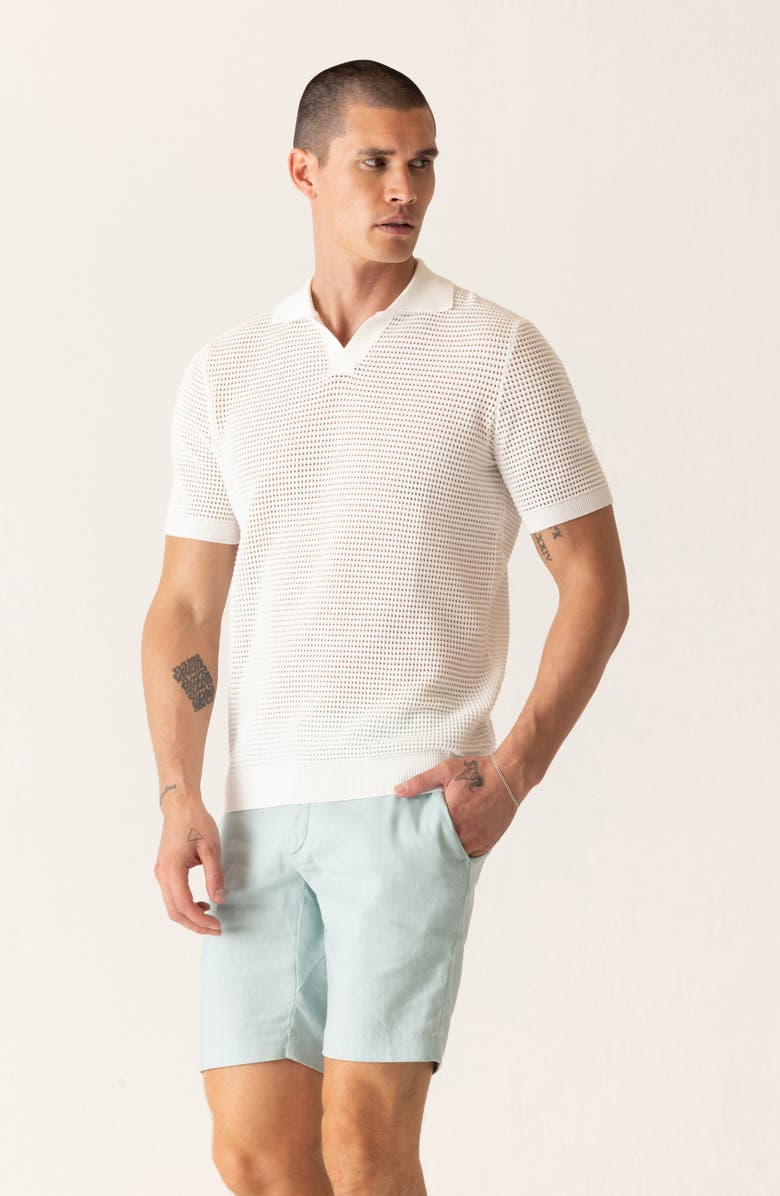 DEKE Modern Open Knit Polo, Alternate, color, White