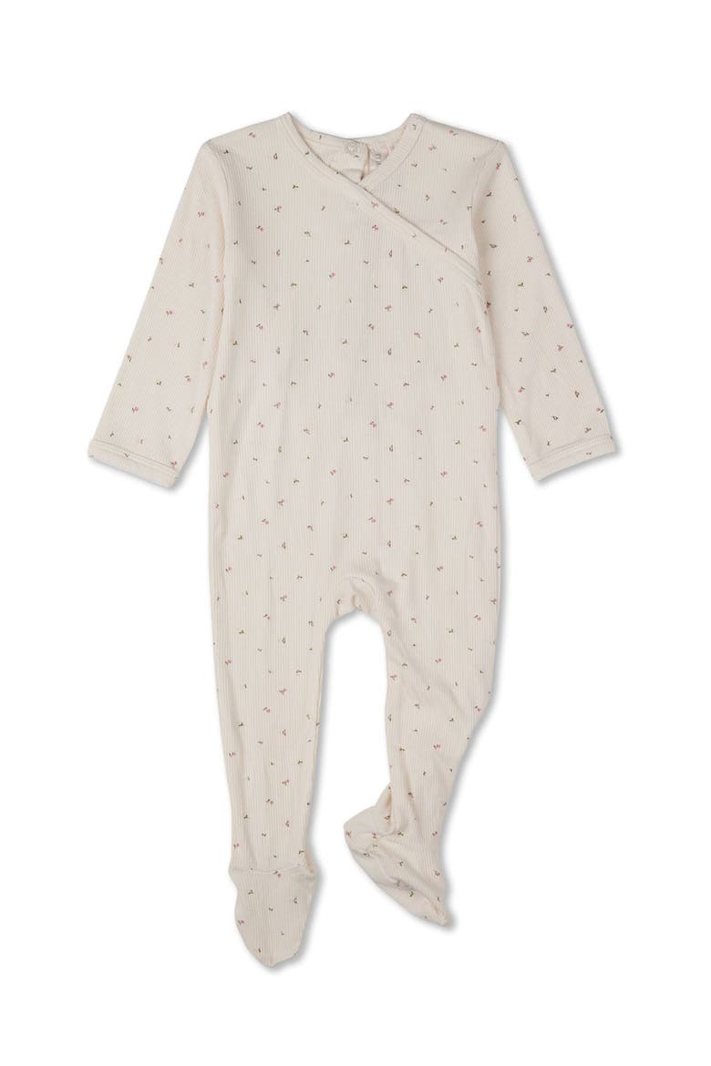 Baby Sprigs Have Sprung Crossover-Neck Footie, Main, color, Gardenia-Pink