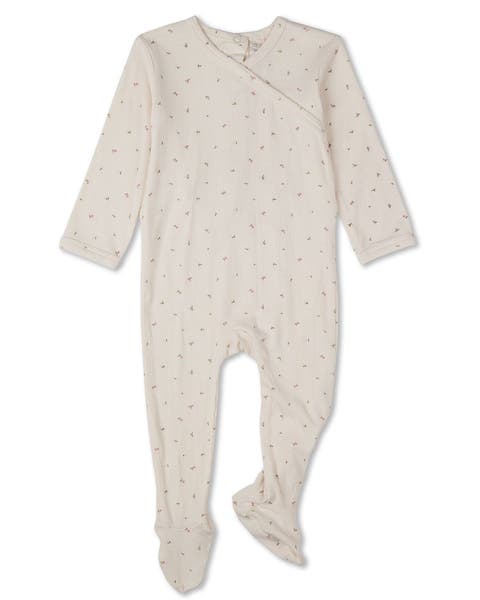 Baby Sprigs Have Sprung Crossover-Neck Footie