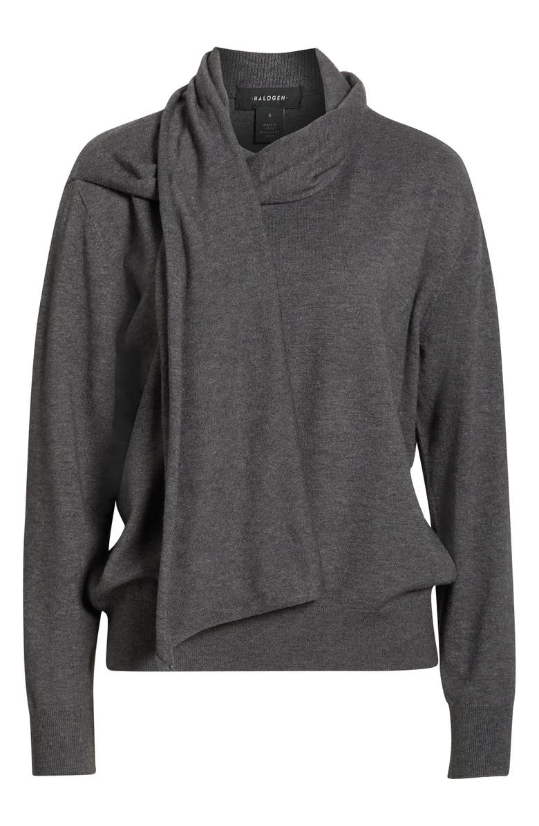 Halogen<sup>®</sup> Crewneck Scarf Sweater, Alternate, color, Medium Heather Grey