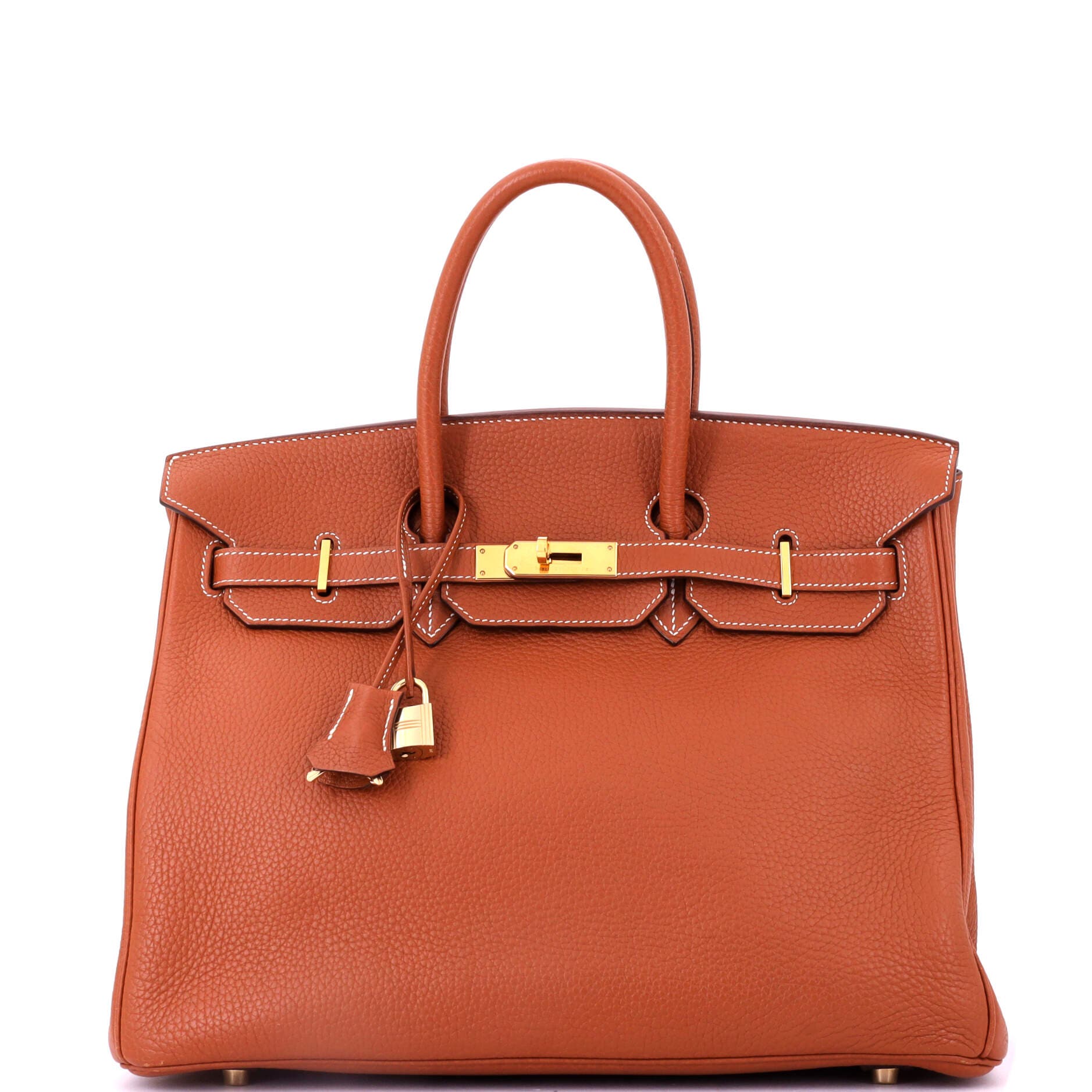 Pre-Owned Hermes Birkin Handbag Brown Clemence with Gold Hardware 35, Main, color, Etrusque