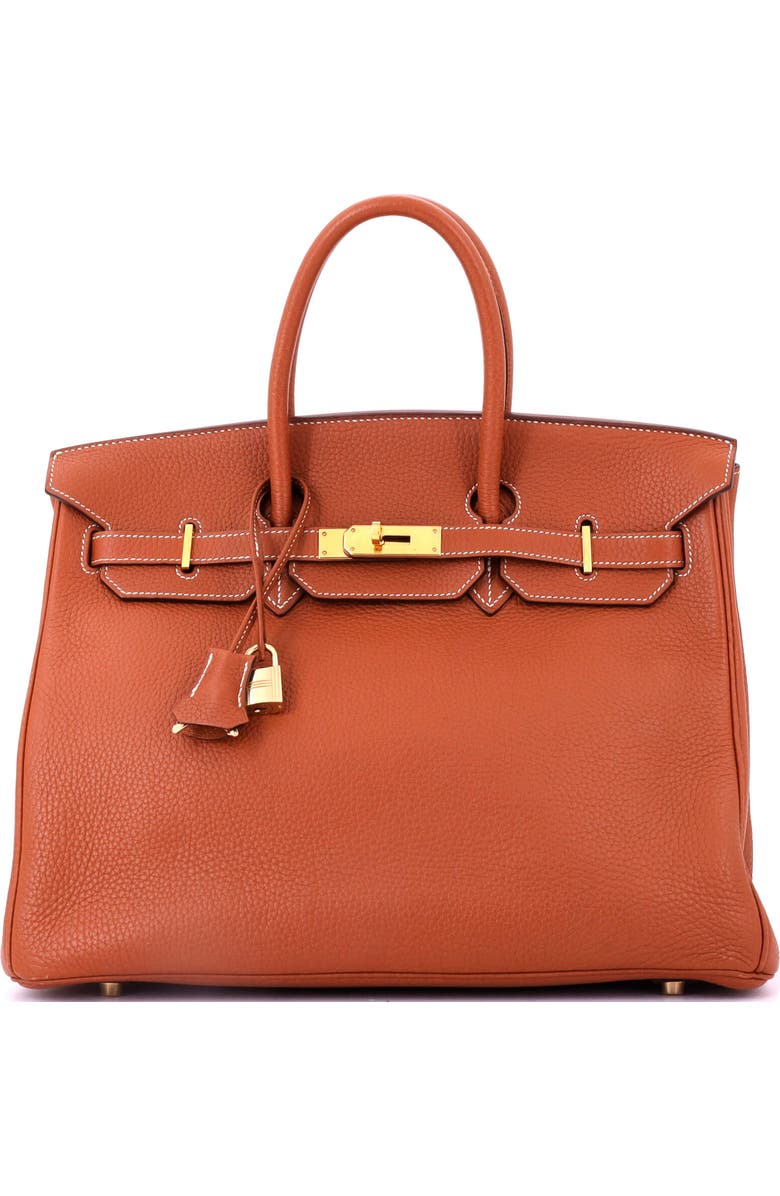 Pre-Owned Hermes Birkin Handbag Brown Clemence with Gold Hardware 35, Main, color, Etrusque