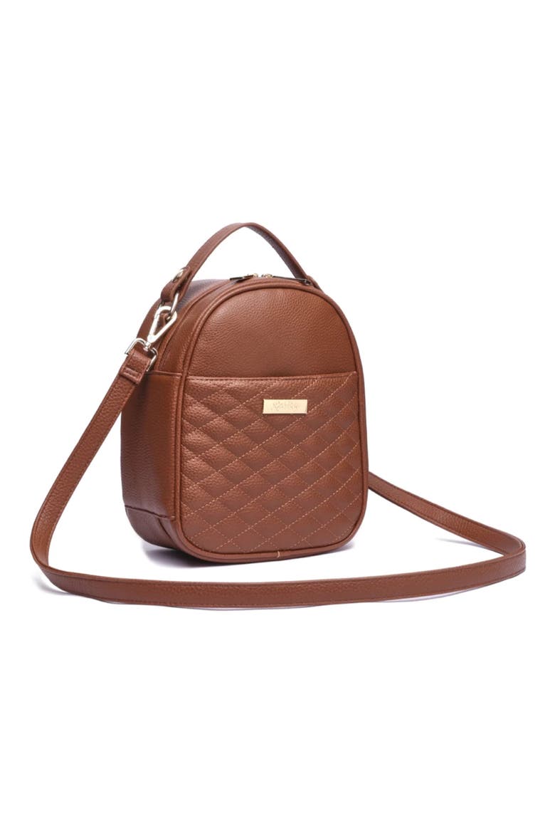Monaco Faux Leather Snack Bag, Main, color, CARAMEL BROWN