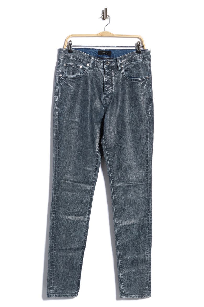 Aden Coated Mid Rise Skinny Jeans, Alternate, color, NAVY