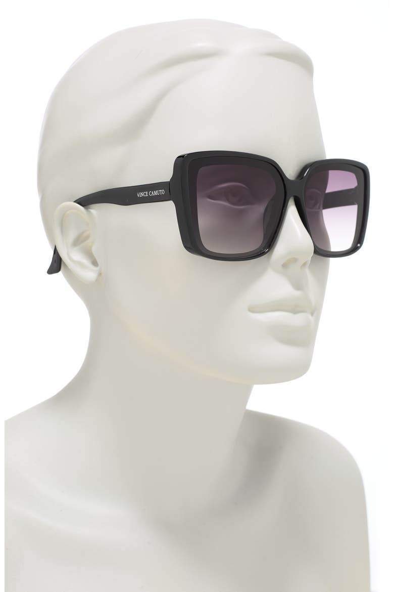 Double Frame 65mm Square Sunglasses, Alternate, color, BLACK