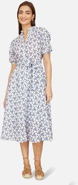 Yumi Broderie Anglaise Midi Shirt Dress