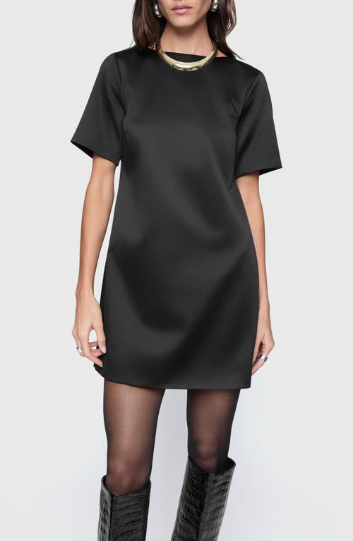 Rebecca Minkoff Iggy Satin T-Shirt Minidress in True Black 