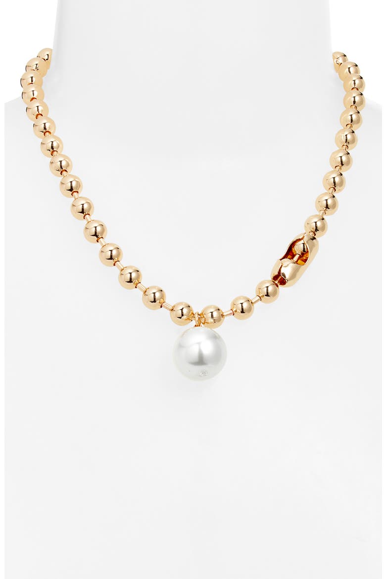 Shotbead Cultured Pearl Collar Necklace, Alternate, color, WHITE- GOLD
