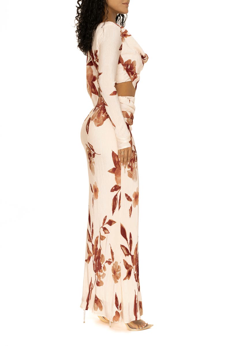 JLUXLABEL Haidyn Floral Long Sleeve Crop Top & Maxi Skirt Set, Alternate, color, 