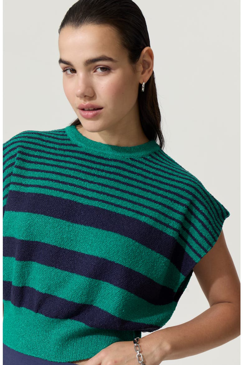Eloan Crop Sweater Vest, Alternate, color, GREEN STRIPED BLUE