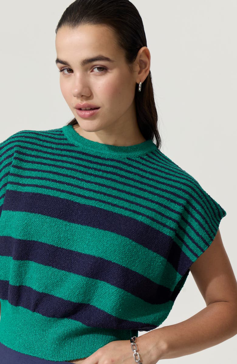 DELUC Eloan Crop Sweater Vest, Alternate, color, Green Striped Blue