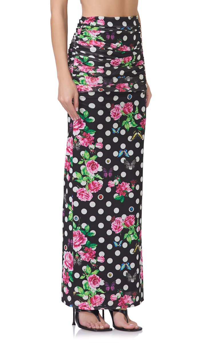 AFRM Bevin Print Ruched Powermesh Maxi Skirt, Alternate, color, 