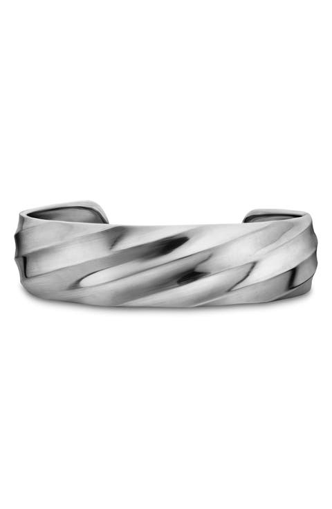 Cable Edge Cuff Bracelet in Recycled Sterling Silver