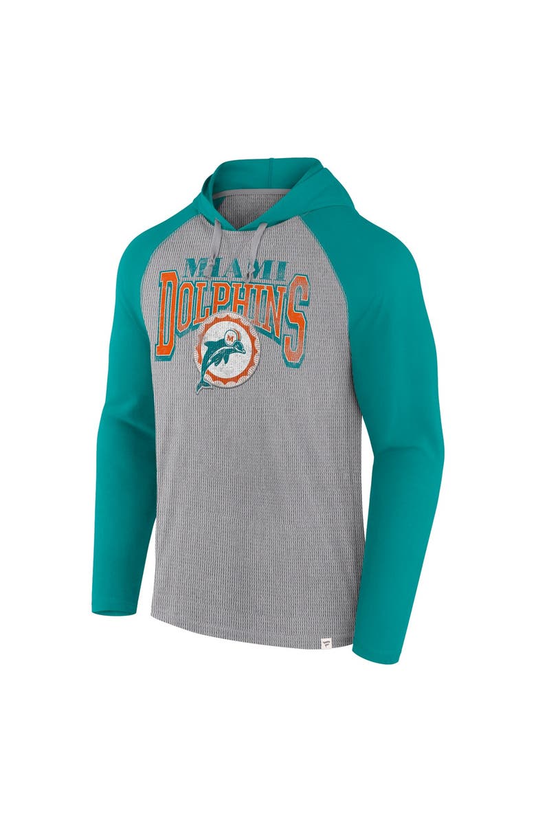 FANATICS Men's Fanatics Gray/Aqua Miami Dolphins Under Center Long Sleeve Hoodie T-Shirt, Alternate, color, Gray