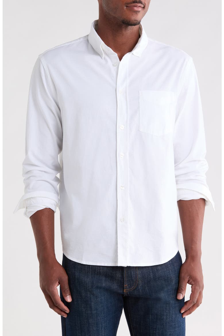 Stretch Cotton Oxford Long Sleeve Button-Down Shirt, Main, color, WHITE