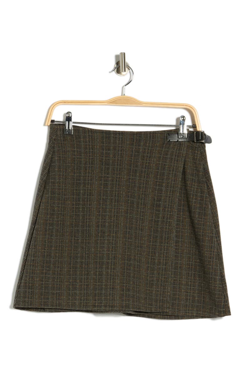 Buckle Knit Wrap Skirt, Alternate, color, BLACK/ CHAR/ CAMEL CHECK