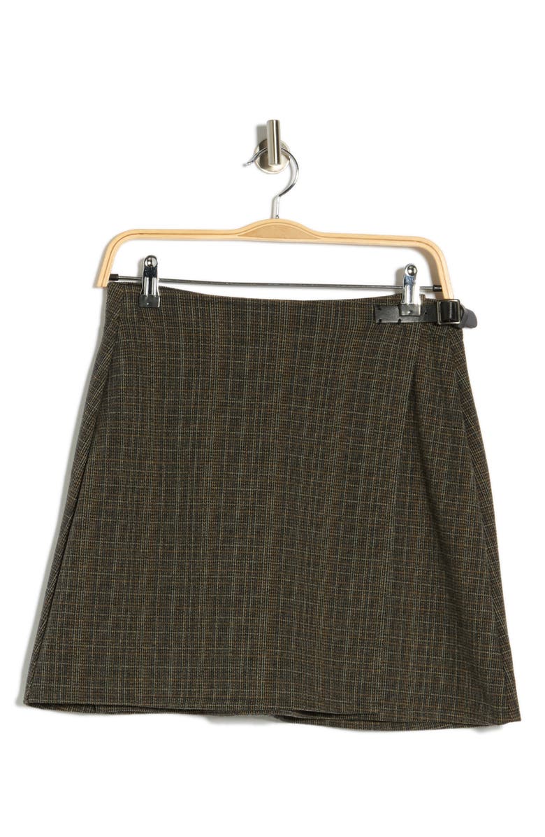 MAX STUDIO Buckle Knit Wrap Skirt, Alternate, color, Black/ Char/ Camel Check