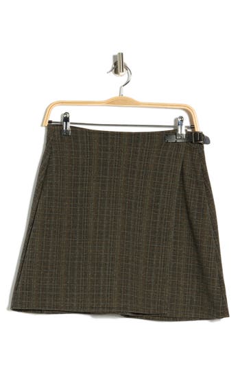 Max Studio Buckle Knit Wrap Skirt In Green