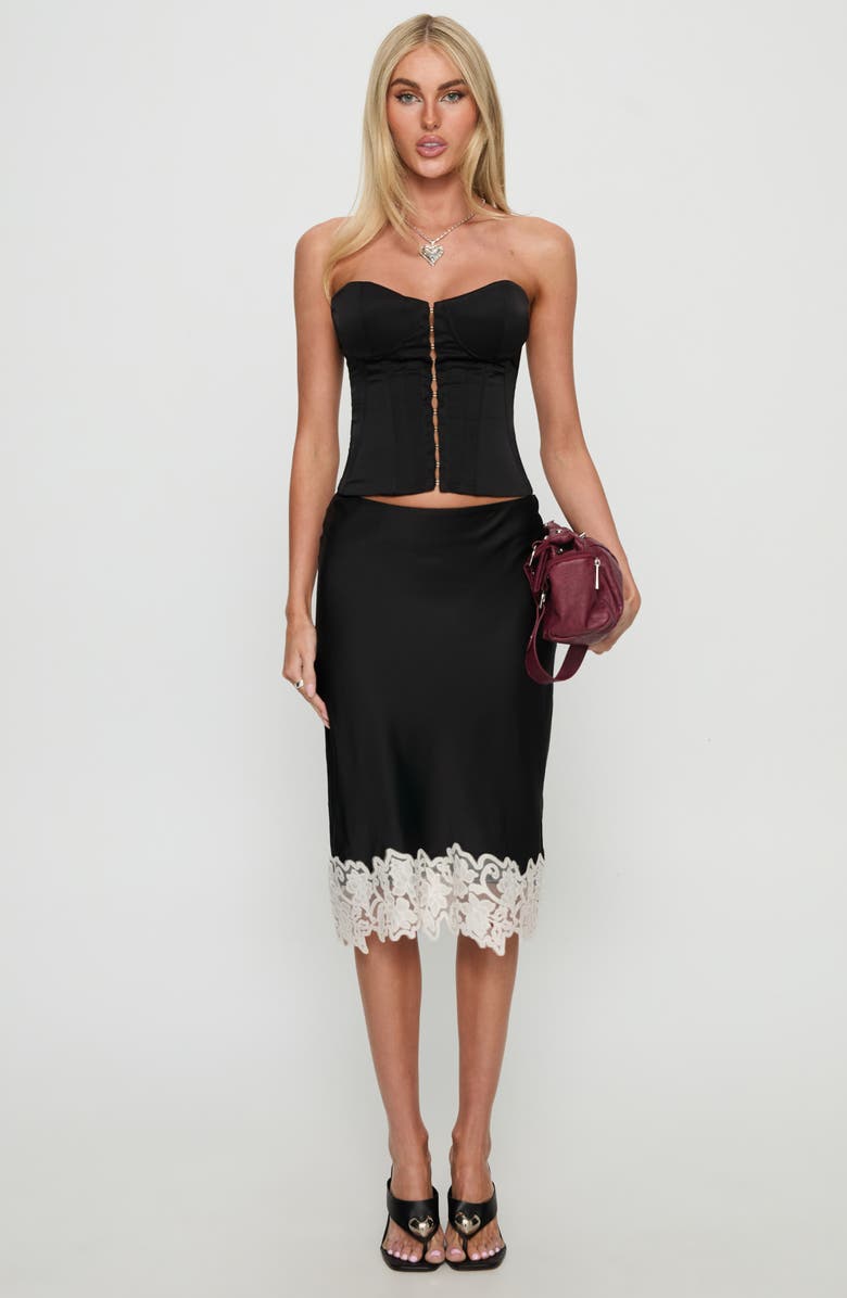 Princess Polly Afelia Lace-Up Strapless Corset Top, Alternate, color, Black