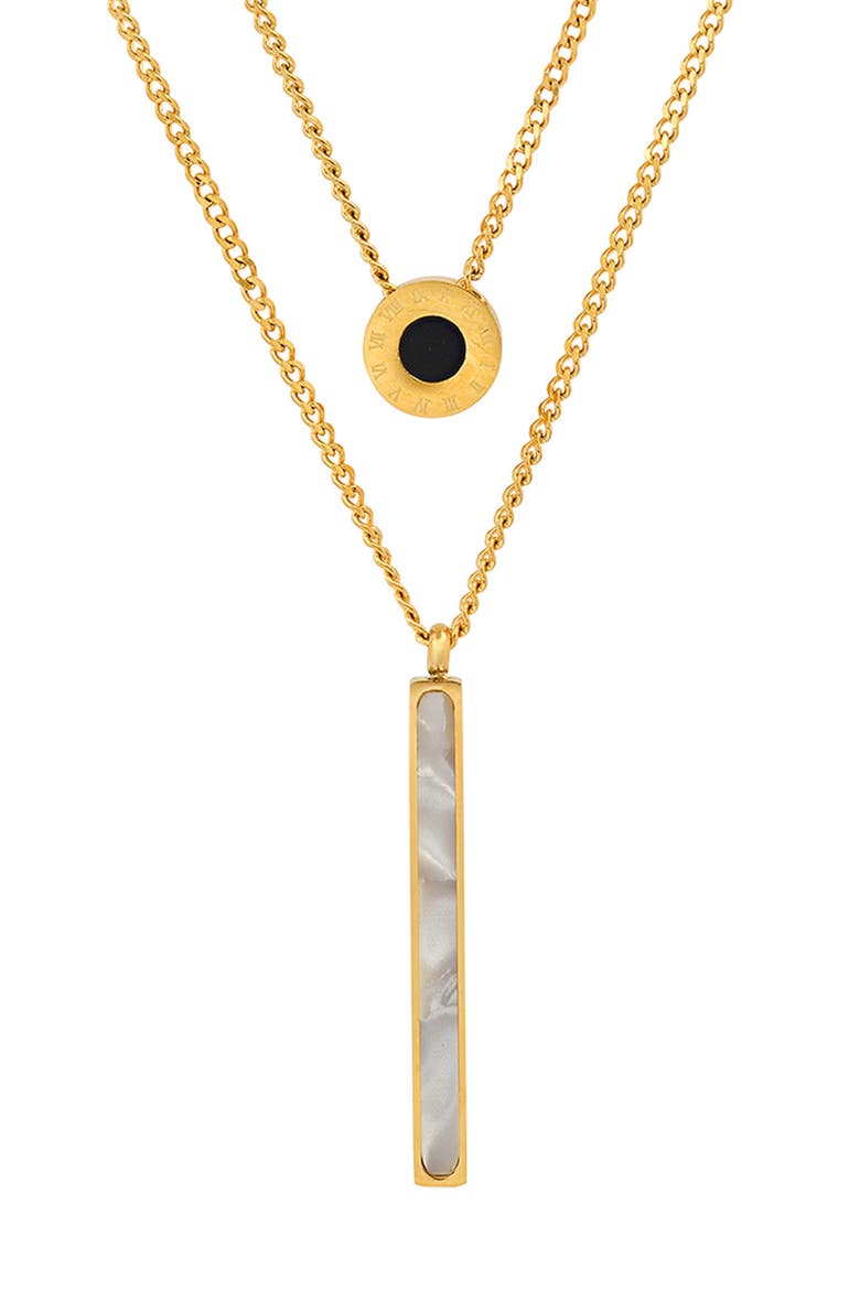 18K Gold Plated Double Pendant Layered Necklace, Main, color, ROSE