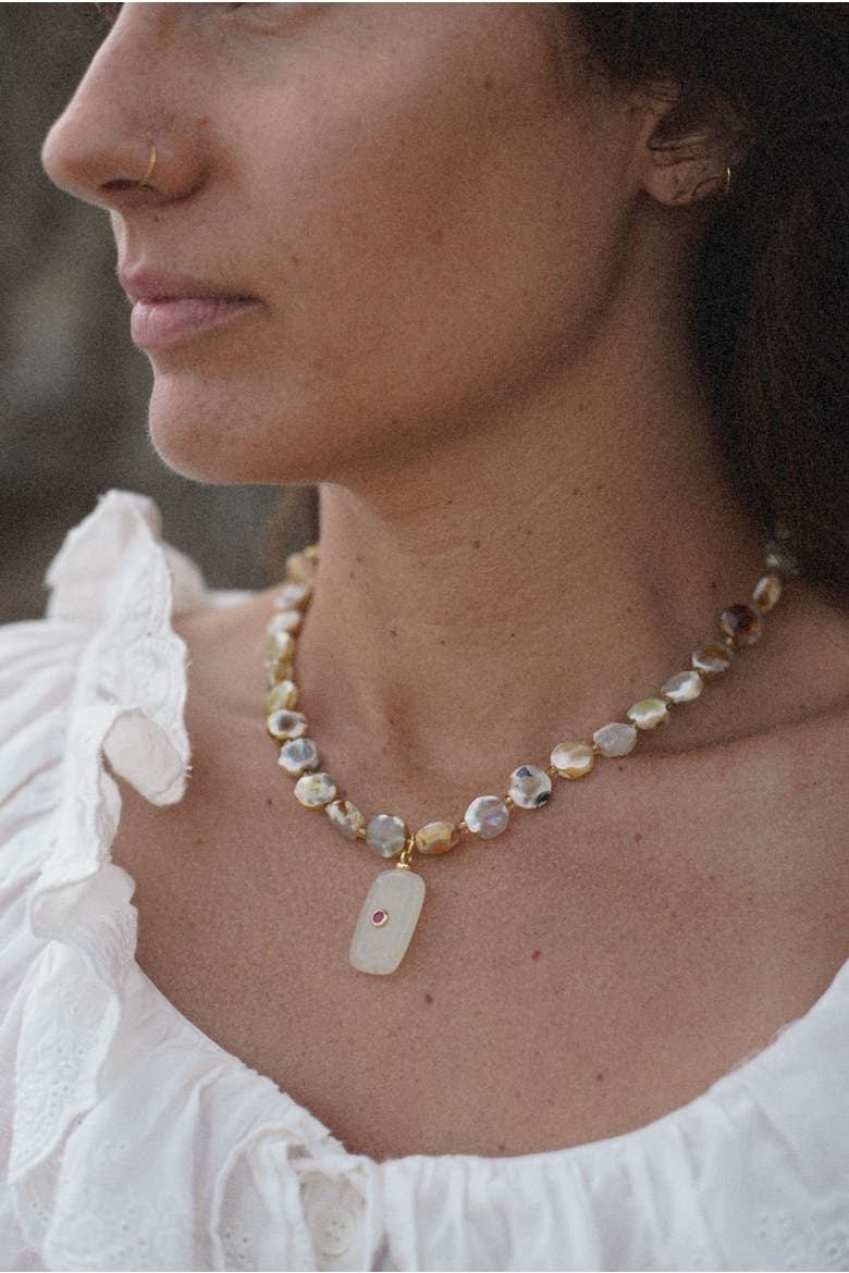 The Solenne Necklace, Alternate, color, Olive Green