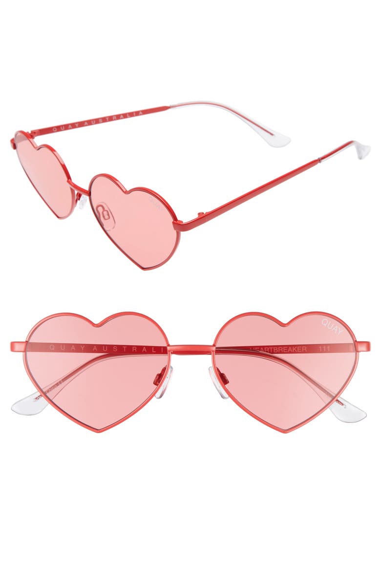 QUAY Australia 53mm Heart Breaker Heart-Shaped Sunglasses, Main, color, 