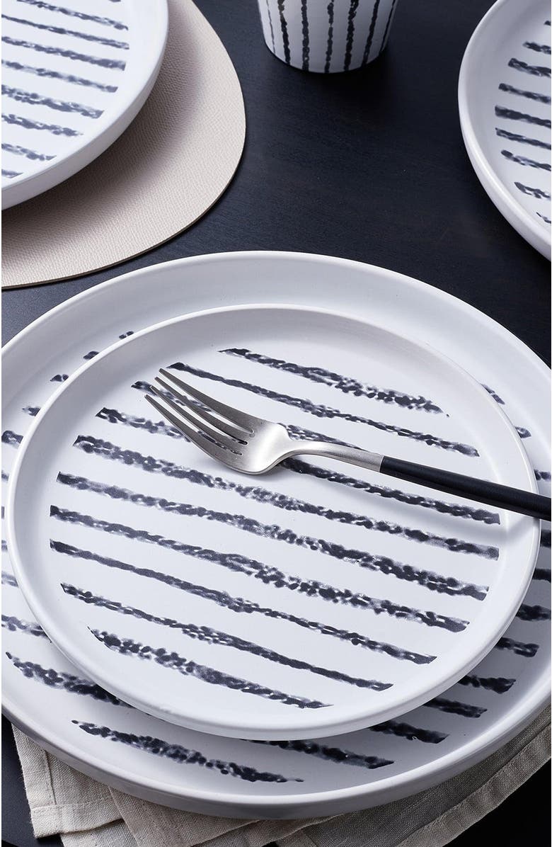 Stone Lain Nova Stoneware 16-Piece Dinnerware Set, Alternate, color, Black