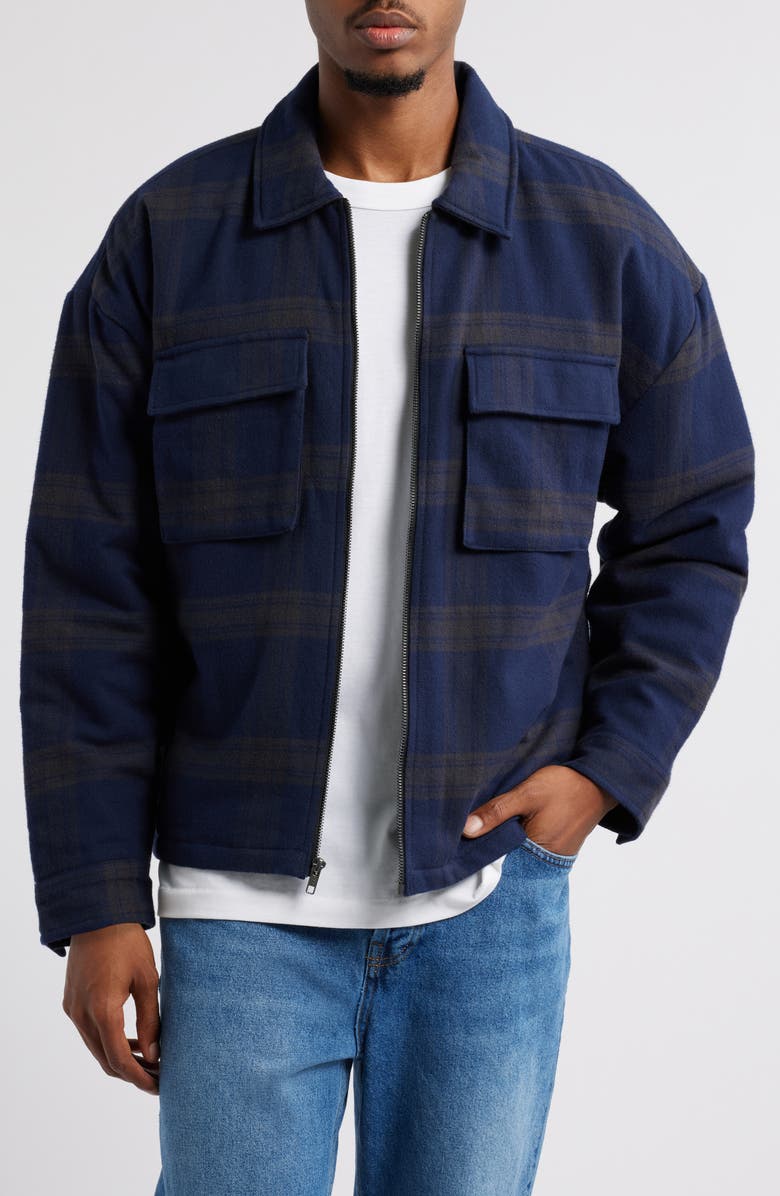 BP. Plaid Insulated Cotton Flannel Jacket, Main, color,