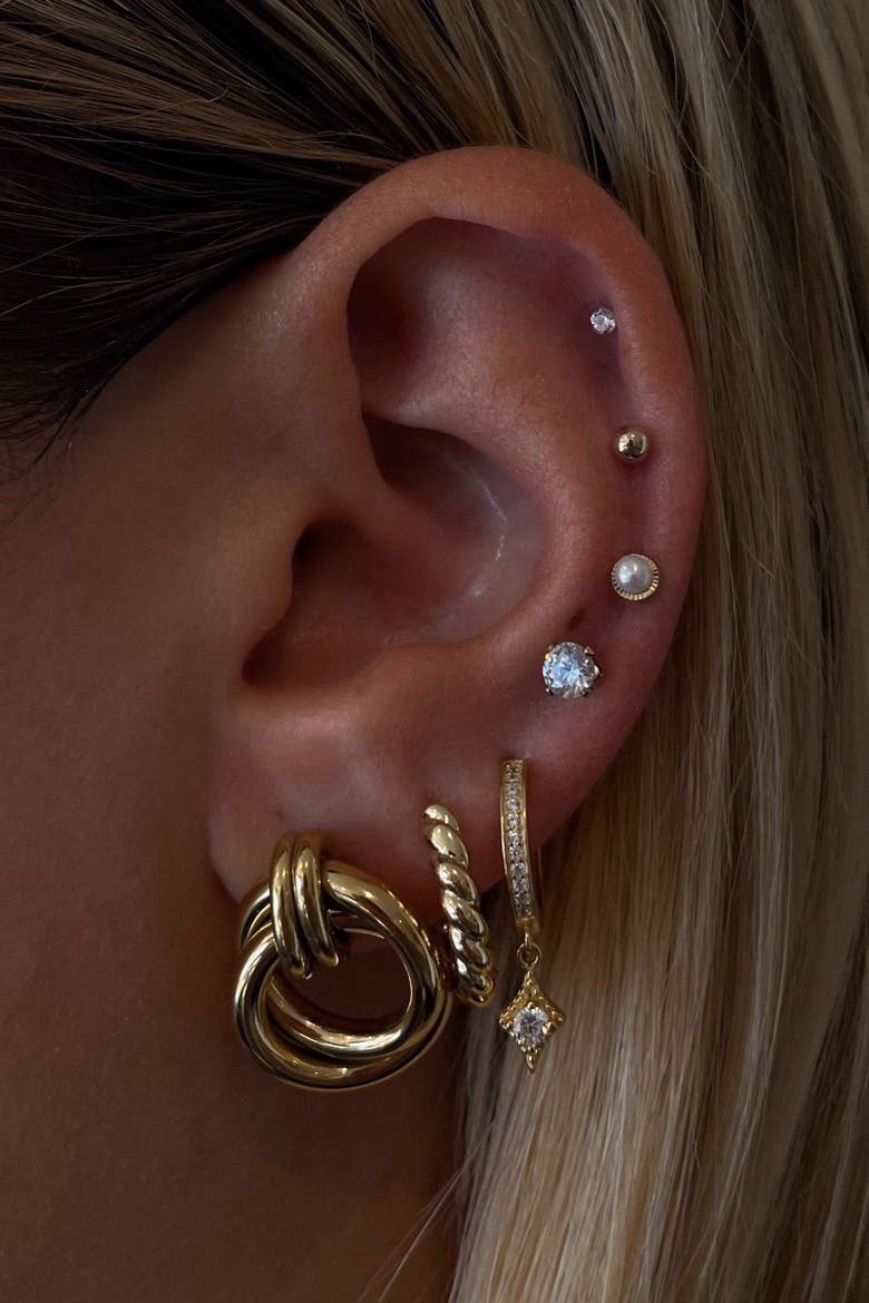 Mini Lucia Earrings, Alternate, color, Gold
