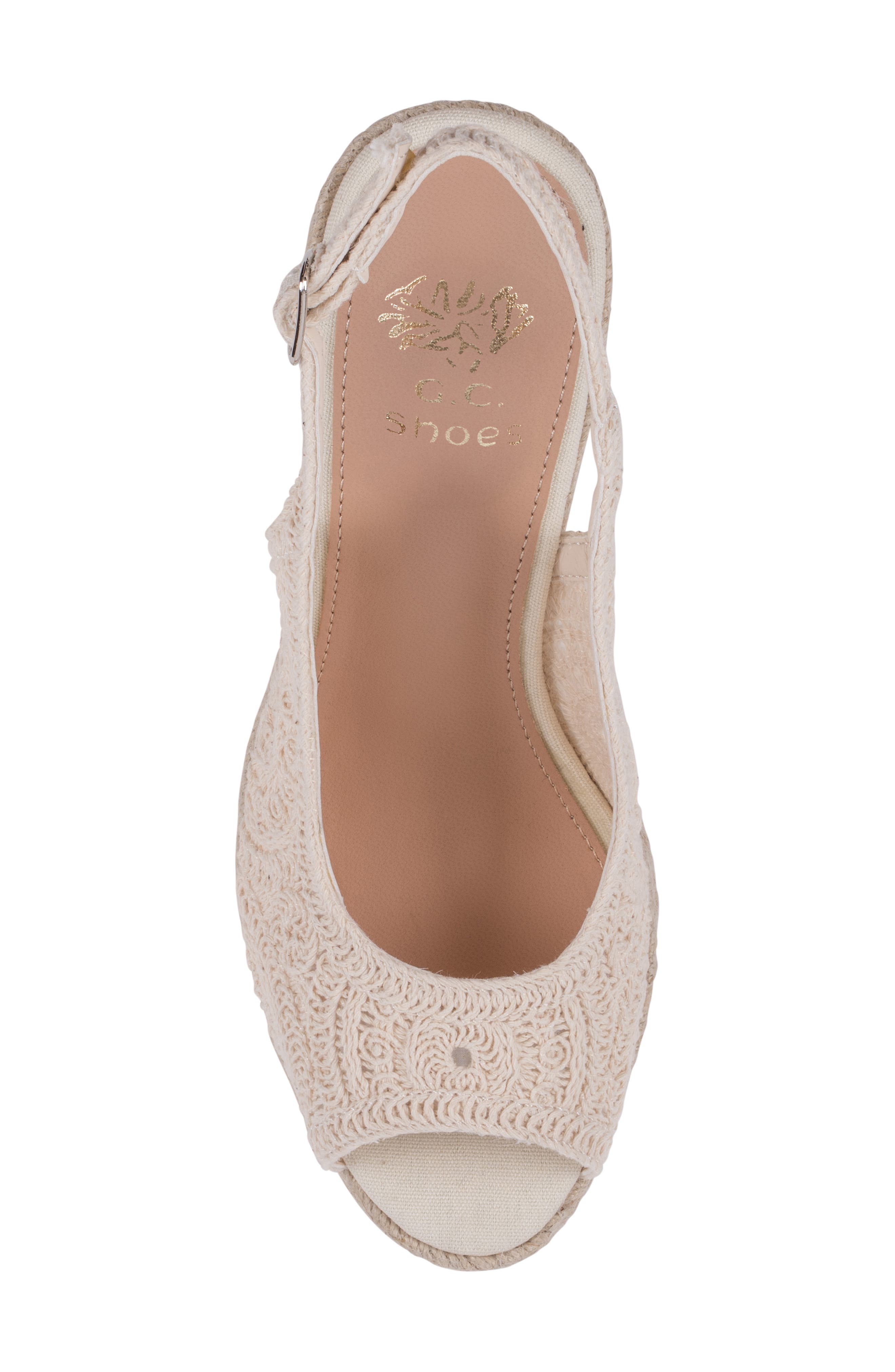 GOOD CHOICE NEW YORK Bowery Lace Espadrille Wedge Slingback Sandal, Alternate, color, Ivory