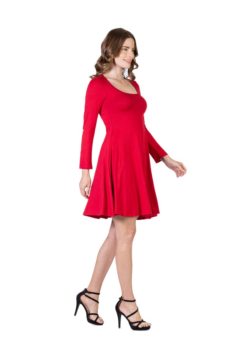 Classic Long Sleeve Flared Mini Dress, Alternate, color, Red