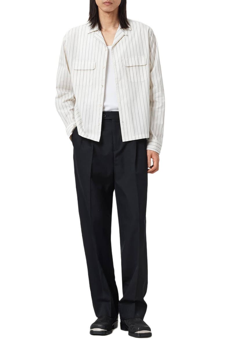 AllSaints Tallis Pleated Straight Leg Pants, Alternate, color, Black