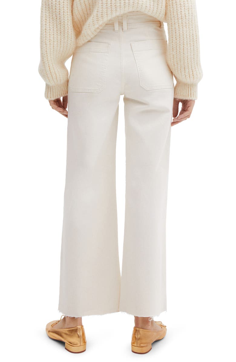 MANGO High Waist Raw Hem Culotte Jeans, Alternate, color, Off White