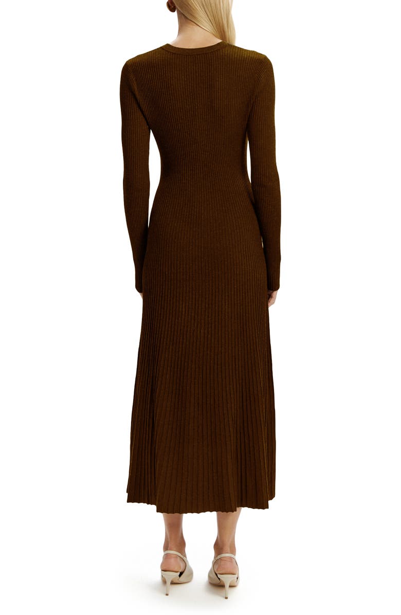 Bardot Hattie Long Sleeve Rib Maxi Sweater Dress, Alternate, color, Chocolate