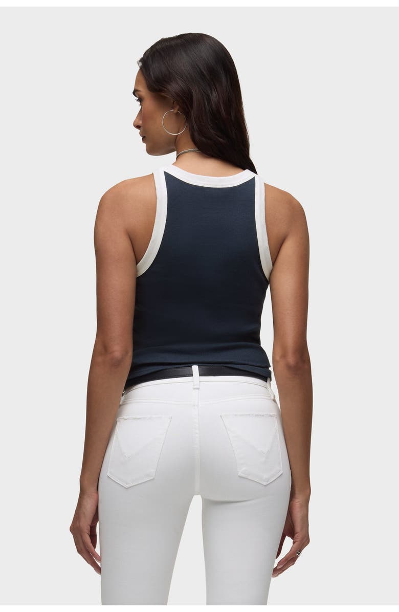 Hudson Jeans Ribbed Racer Tank, Alternate, color, Navy/White