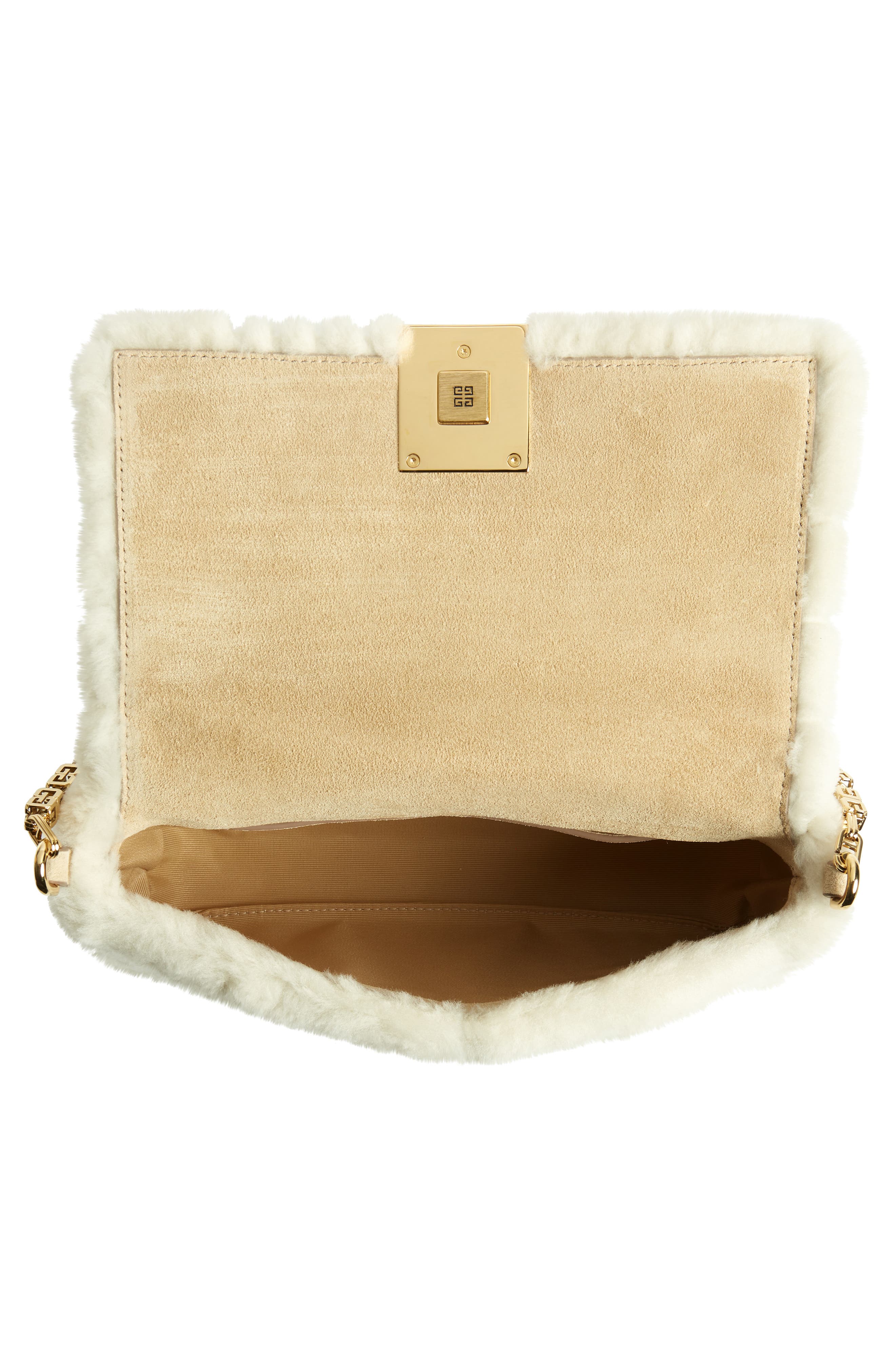 Givenchy Small 4G Quilted Genuine Shearling Crossbody Bag, Alternate, color, 