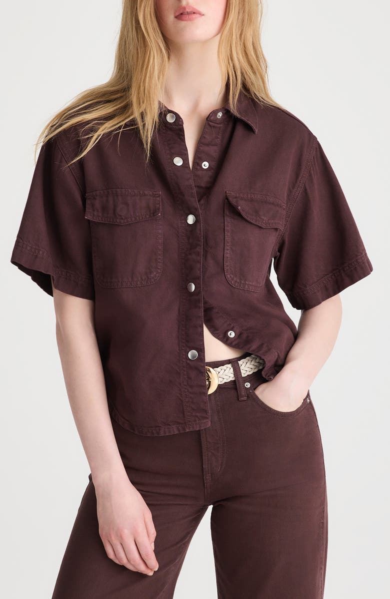 Madewell Airy Denim Utility Pocket Shirt, Main, color, Burnt Cocoa