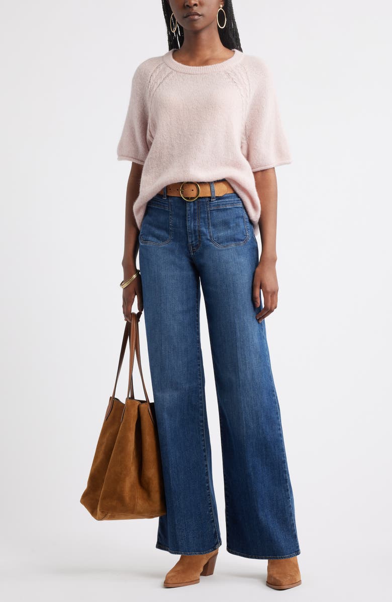 Treasure & Bond Relaxed Short Sleeve Sweater, Alternate, color, Pink Beauty