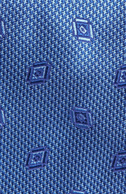 David Donahue Geometric Silk Tie In Blue