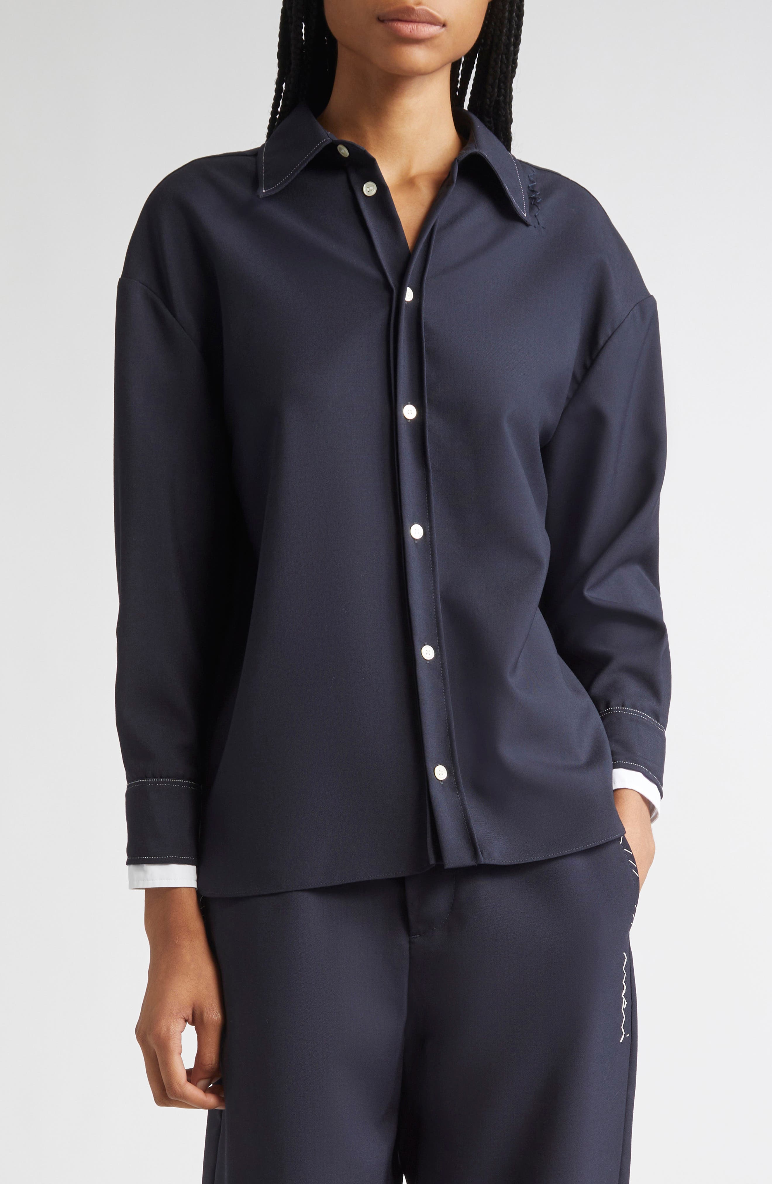 Oversized Virgin Wool Button-Up Shirt