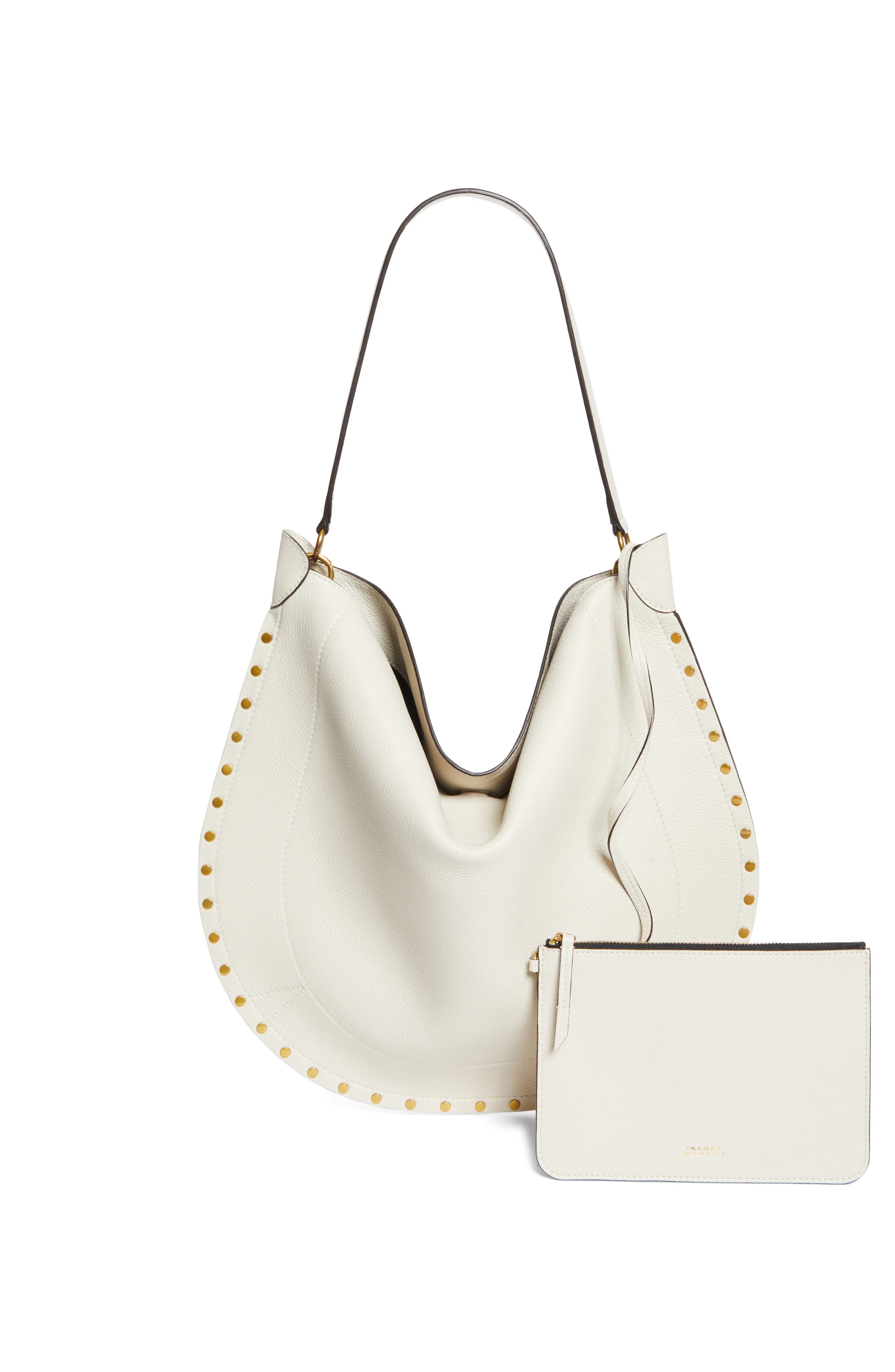 Isabel Marant Oskan Bubble Soft Leather Hobo Bag, Alternate, color, Chalk