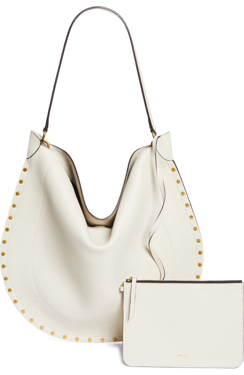 Isabel Marant Oskan Bubble Soft Leather Hobo Bag, Alternate, color, Chalk