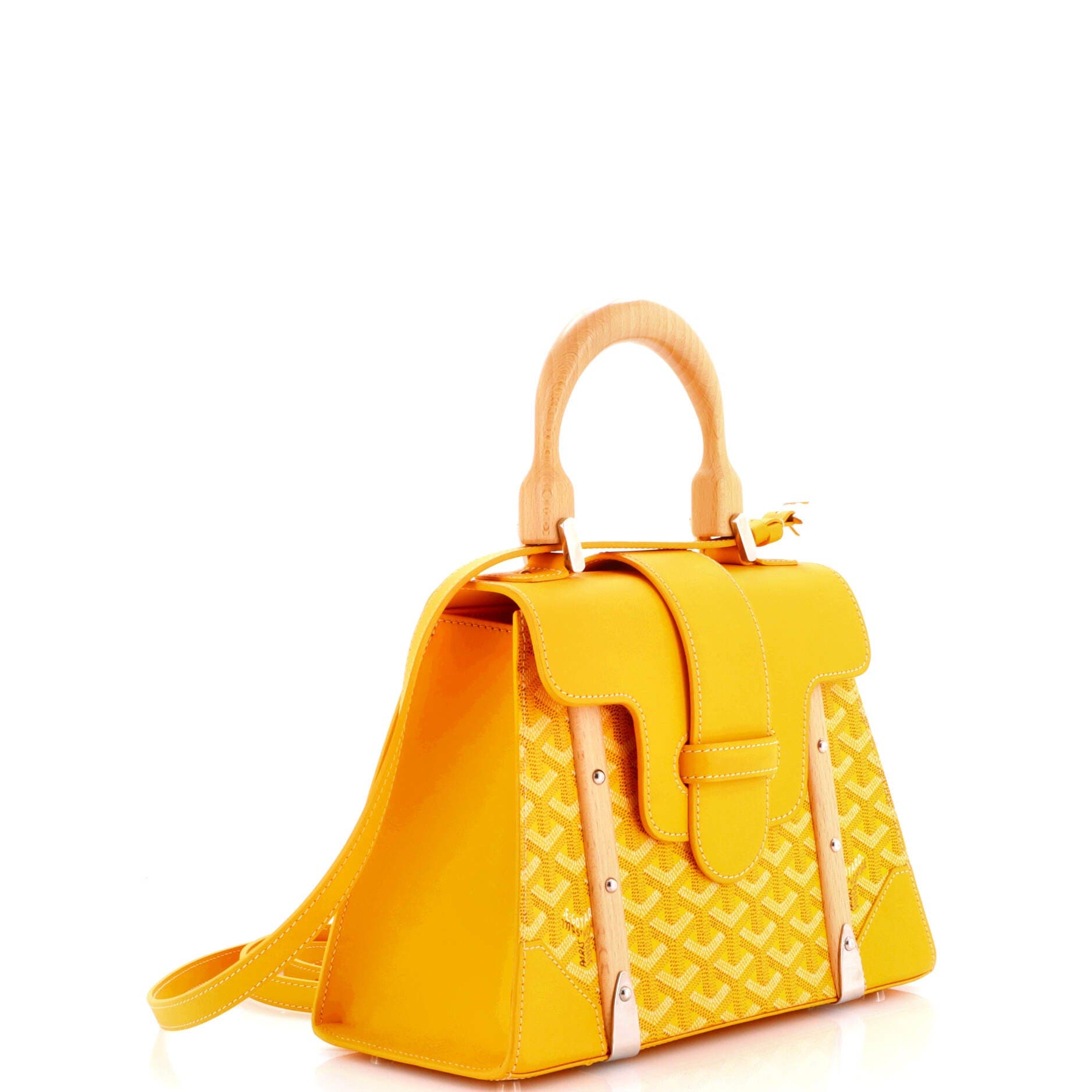 Pre-Owned Goyard Saigon Top Handle Bag Coated Canvas with Leather PM, Alternate, color, Yellow