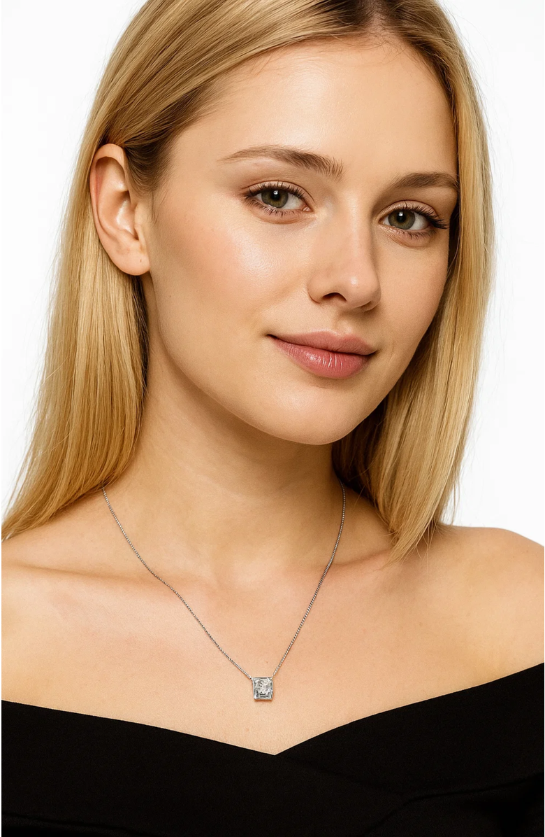 Hollywood Sensation White Gold Cubic Zirconia Heart Pendant Necklace, Alternate, color, Silver