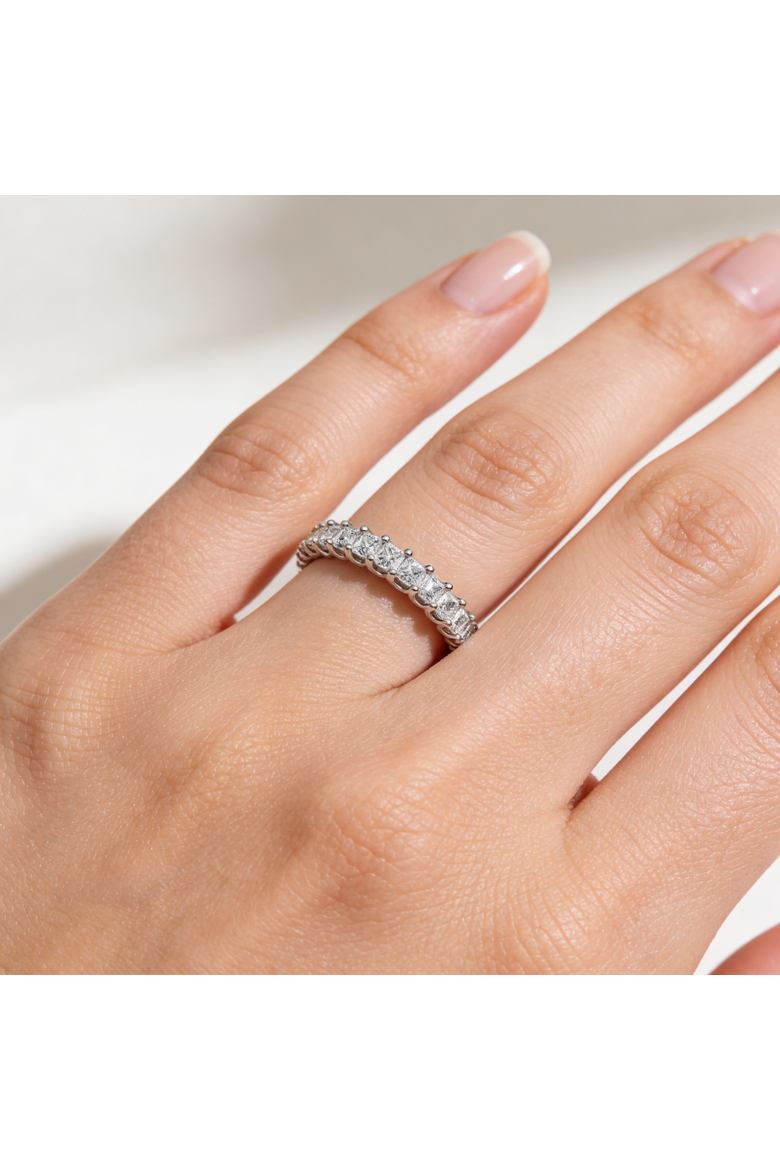 2Ct Princess Cut Diamond Eternity Stackable Wedding Ring 14k Gold Lab Grown, Alternate, color, 14k White Gold