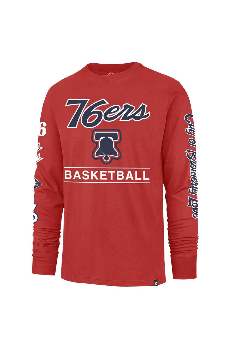 '47 Men's '47 Red Philadelphia 76ers 2023/24 City Edition Triplet Franklin Long Sleeve T-Shirt, Alternate, color, 
