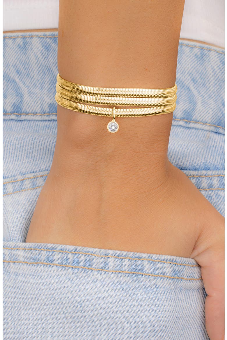 Mirela Triple Herringbone Chain Bracelet, Alternate, color, GOLD