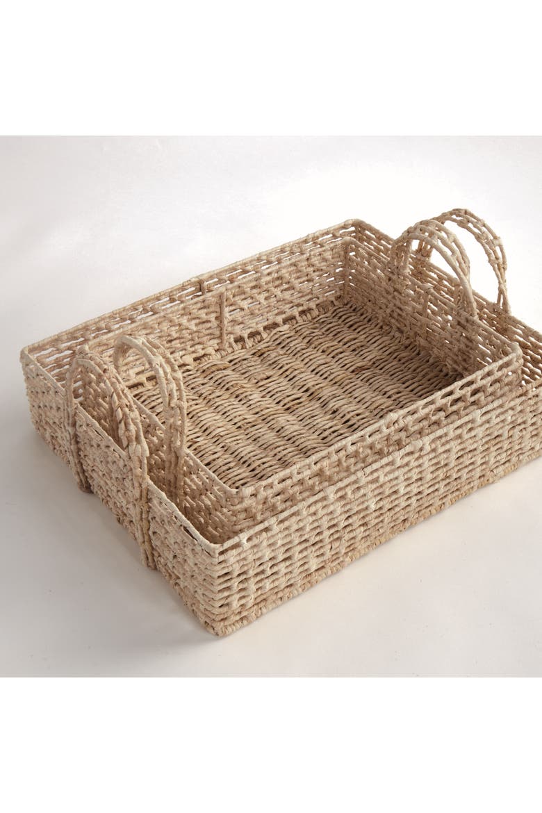 Juliet Abaca Nesting Rectangular Trays, Natural, Set of 2, Alternate, color, Brown
