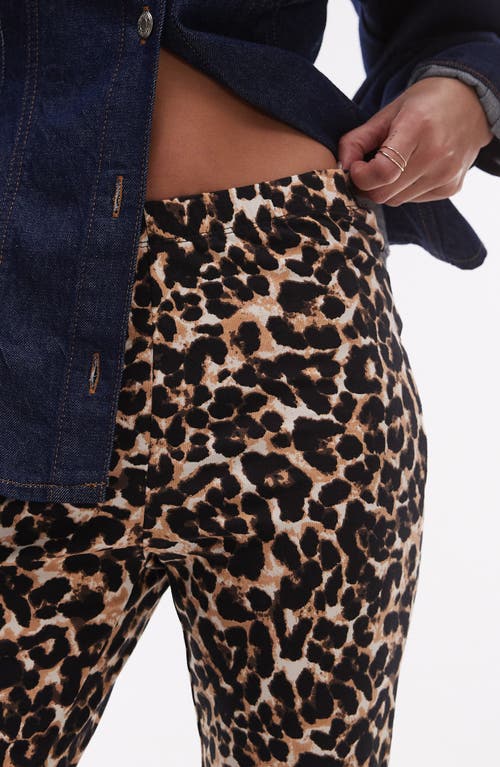 Topshop Leopard Print Bootcut Pants In Brown Multi