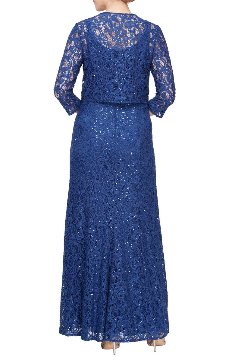 Alex Evenings Sequin Lace Gown & Chiffon Jacket, Alternate, color, 